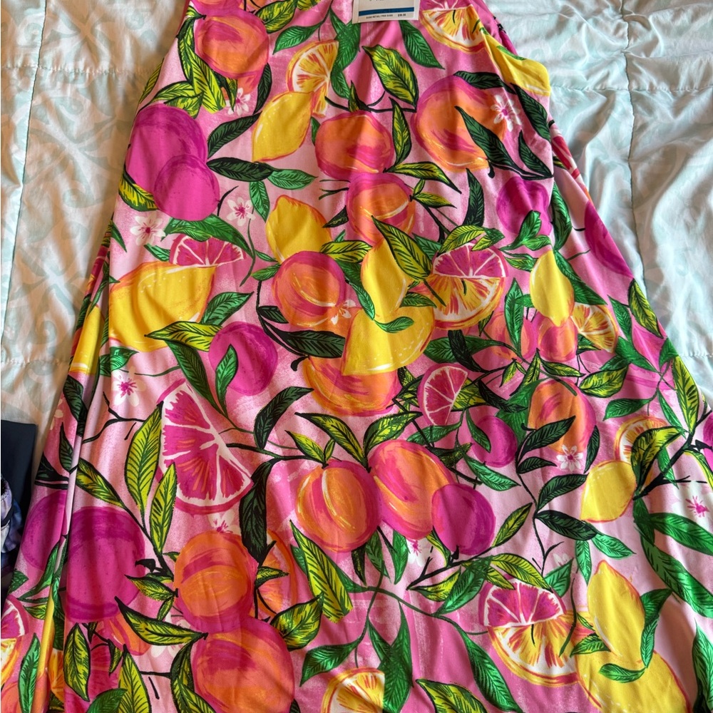 Vibrant Pink and Yellow Floral Dress
